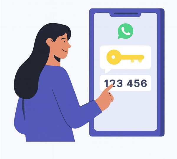 Smartphone mostrando o logo do WhatsApp, com ícones de privacidade ao redor.